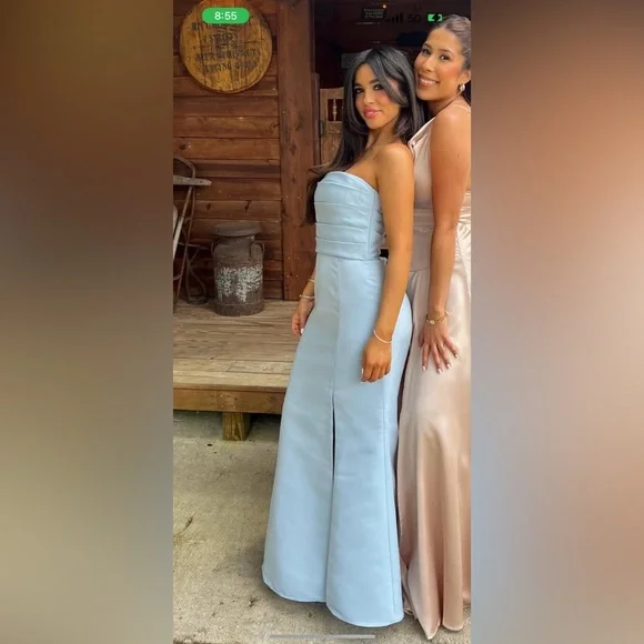 Amsale Sonia Ice Blue Bridesmaid Dress